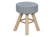Ottoman, Pouf, Footrest, Foot Stool, Round Velvet, Natural Wood Legs, Contemporary, Modern