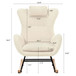 Rocking Chair Nursery, Teddy Upholstered Rocker Glider Chair With High Backrest, Adjustable Headrest & Pocket, Comfy Glider Chair For Nursery, Bedroom, Living Room, Offices, Rubber Wood