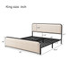 Modern Bed With Curved Upholstered Headboard And Footboard, Heavy Duty Metal Slats