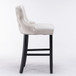 Contemporary Upholstered Wing-Back Barstools With Button Tufted Decoration And Wooden Legs, And Nailhead Trim, Leisure Style Bar Chairs, Bar Stools (Set of 2)