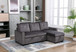 Reversible Sectional Storage Sleeper Sofa Bed, L-Shape 2 Seat Sectional Chaise With Storage, Skin-Feeling Fabric