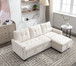 Reversible Sectional Storage Sleeper Sofa Bed, L-Shape 2 Seat Sectional Chaise With Storage, Skin-Feeling Velvet Fabric