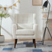 Modern Accent Chair, Chenille Arm Chairs For Living Room, Upholstered Mordern Armchair, Comfy Soft Padded Lounge Chair In Small Space, Bedroom, With Pillow, Solid Wood Leg