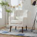 Modern Accent Chair, Chenille Arm Chairs For Living Room, Upholstered Mordern Armchair, Comfy Soft Padded Lounge Chair In Small Space, Bedroom, With Pillow, Solid Wood Leg