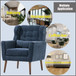 Modern Accent Chair, Chenille Arm Chairs For Living Room, Upholstered Mordern Armchair, Comfy Soft Padded Lounge Chair In Small Space, Bedroom, With Pillow, Solid Wood Leg