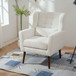 Modern Accent Chair, Chenille Arm Chairs For Living Room, Upholstered Mordern Armchair, Comfy Soft Padded Lounge Chair In Small Space, Bedroom, With Pillow, Solid Wood Leg
