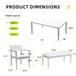 6 Piece Dining Set Modern Outdoor Patio Furniture, 4 Dining Chairs & 1 Dining Bench Sunbrella Fabric And 2 Tone Rectangle Table With Umbrella Hole - Matte White / Grayish