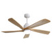 Indoor Ceiling Fan With Dimmable Led Light 5 Solid Wood Blades Remote Control Reversible Dc Motor With Smart App Control - White