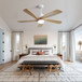 Indoor Ceiling Fan With Dimmable Led Light 5 Solid Wood Blades Remote Control Reversible Dc Motor With Smart App Control - White