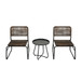Patio Furniture Set 3 Piece Mixture Pattern PE Rattan Steel Frame And Modern Round Table - Brown / Black