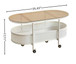 Movable Oval Metal Glass Coffee Table With Storage - White