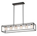 6 Light Farmhouse Chandelier, Modern Industrial Linear Rectangular Crystal Pendant Light Cage Chandelier For Dining Room, Kitchen Island, Bar, Long Table, G9*6 Bulbs Included - Matte Black
