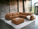 Brighton - Top Grain Leather 6 Pieces Modular Sectional With 1 Ottoman - Brown