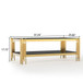 Top And Bottom Double Layer Tempered Glass Table And Mirror Finished Stainless Steel Frame