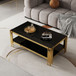 Top And Bottom Double Layer Tempered Glass Table And Mirror Finished Stainless Steel Frame