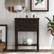 Narrow Console Table, Slim Sofa Table With Three Storage Drawers And Bottom Shelf