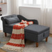 Chaise Lounge Indoor, Lounge Chair For Bedroom With Storage & Pillow, Modern Upholstered Rolled Arm Chase Lounge For Sleeping With Nailhead Trim For Living Room Bedroom Office