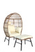 Outdoor Garden Wicker Egg Chair And Footstool Patio Chaise, With Cushions, Outdoor Indoor Basket Chair