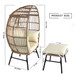 Outdoor Garden Wicker Egg Chair And Footstool Patio Chaise, With Cushions, Outdoor Indoor Basket Chair