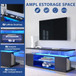 TV Stand LED Gaming Entertainment Center, Media Storage Console Table With Large Side Cabinet