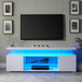TV Stand LED Gaming Entertainment Center, Media Storage Console Table With Large Side Cabinet