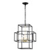 4 Light Metal Lantern Tiered Pendant Hanging Light Fixtures, Industrial Farmhouse Adjustable Height Chandeliers For Dining Room Hallway Foyer Entryway (E12 Bulbs Not Included)