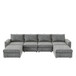 Chenille Modular Sectional Sofa, U Shaped Reversible Couch, Free Combination, 6 Seat Sleeper Sofa Bed With Ottoman, Convertible Oversized Indoor Furniture - Gray