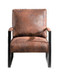 Classic Mid Century Modern Accent Chair With Durable Square Metal Frame, Armchair For Living Room, Bedroom, Home Office Spotted Microfiber Upholstery - Brown