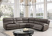 Kantu - Synthetic Leather Motion Sectional Sofa - Brown