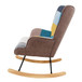 Rocking Chair, Mid-Century Fabric Rocker Chair With Wood Legs And Patchwork Linen For Livingroom Bedroom - Multicolor