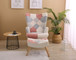 Accent Chair With Ottoman, Living Room Chair And Ottoman Set, Comfy Side Armchair For Bedroom, Creative Splicing Cloth Surface - Pink
