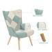 Accent Chair With Ottoman, Living Room Chair And Ottoman Set, Comfy Side Armchair For Bedroom, Creative Splicing Cloth Surface - Blue