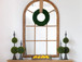 Large Arched Accent Mirror With Frame With Decorative Window Look Classic Architecture Style Solid Fir Wood Interior Decor - Brown