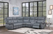 Dollum - Two Tone Nubuck Manual Recliner Sectional Sofa With USB Port Cupholder Console