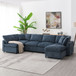 Modern Modular Cloud Sofa Bed, 6 Seat Chenille Sectional Couch Set With Ottoman, Free Combination, Convertible U Shaped Sleeper Sofa For Living Room