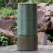 Large Modern Cylinder Ribbed Tower Water Fountain, Contemporary Outdoor Bird Bath