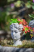 Greek Style Cement Head Planter Indoor Outdoor Home, Garden Decor - Gray
