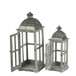 Wooden Candle Lantern Decorative, Hurricane Lantern Holder Decor For Indoor Outdoor, Home Garden Wedding - Gray