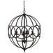 4 Light Metal Chandelier, Hanging Light Fixture With Adjustable Chain For Kitchen, Bulb Not Included - Black