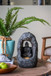 Decorative Tabletop Water Fountain With Sitting Buddha And LED Light, For Indoor Outdoor - Gray