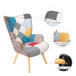 Accent Chair With Ottoman, Living Room Chair And Ottoman Set, Comfy Side Armchair For Bedroom, Creative Splicing Cloth Surface - Colorful
