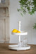 Two Tiered Round Wooden Tray - White