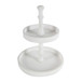 Two Tiered Round Wooden Tray - White