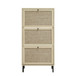 Modern Rattan 3 Door Shoe Rack Cabinet For Entryway