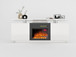 TV Cabinet, TV Unit With Fireplace, Have Heat And Flame Color Changes - White