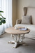 Round Wooden Coffee Table With Distressed Scrollwork Legs - Multicolor