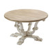 Round Wooden Coffee Table With Distressed Scrollwork Legs - Multicolor