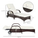 Outsunny - Wicker Outdoor Chaise Lounge, 5-Level Adjustable Backrest Pe Rattan Pool Lounge Chair With Wheels, Cushion & Headrest - Brown / Cream White