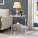 2 Tier Acrylic Glass End Table For Living Room