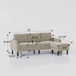 3 Seater Convertible Combination L Shaped Sofa With Footstools With Storage